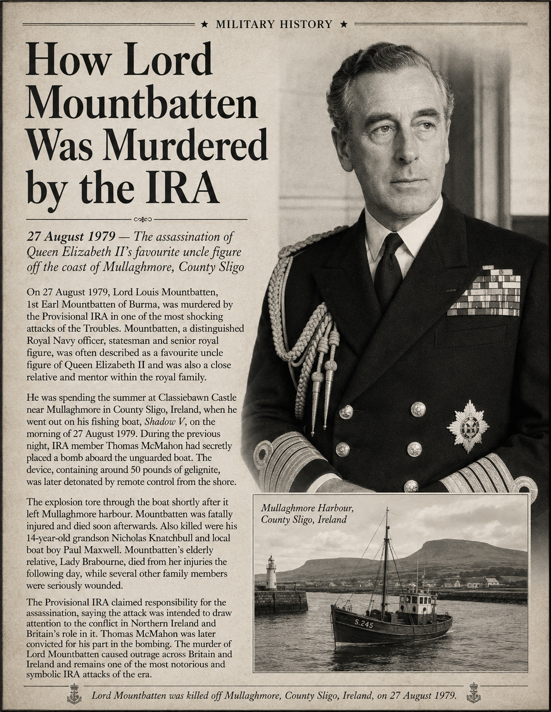 Lord Mountbatten murdered queens cousin by IRA 