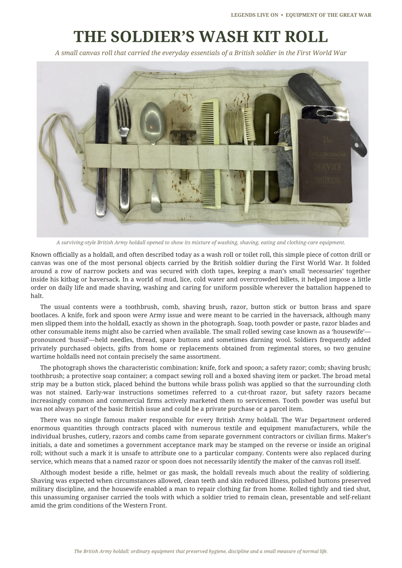 British WW1 wash role kit 