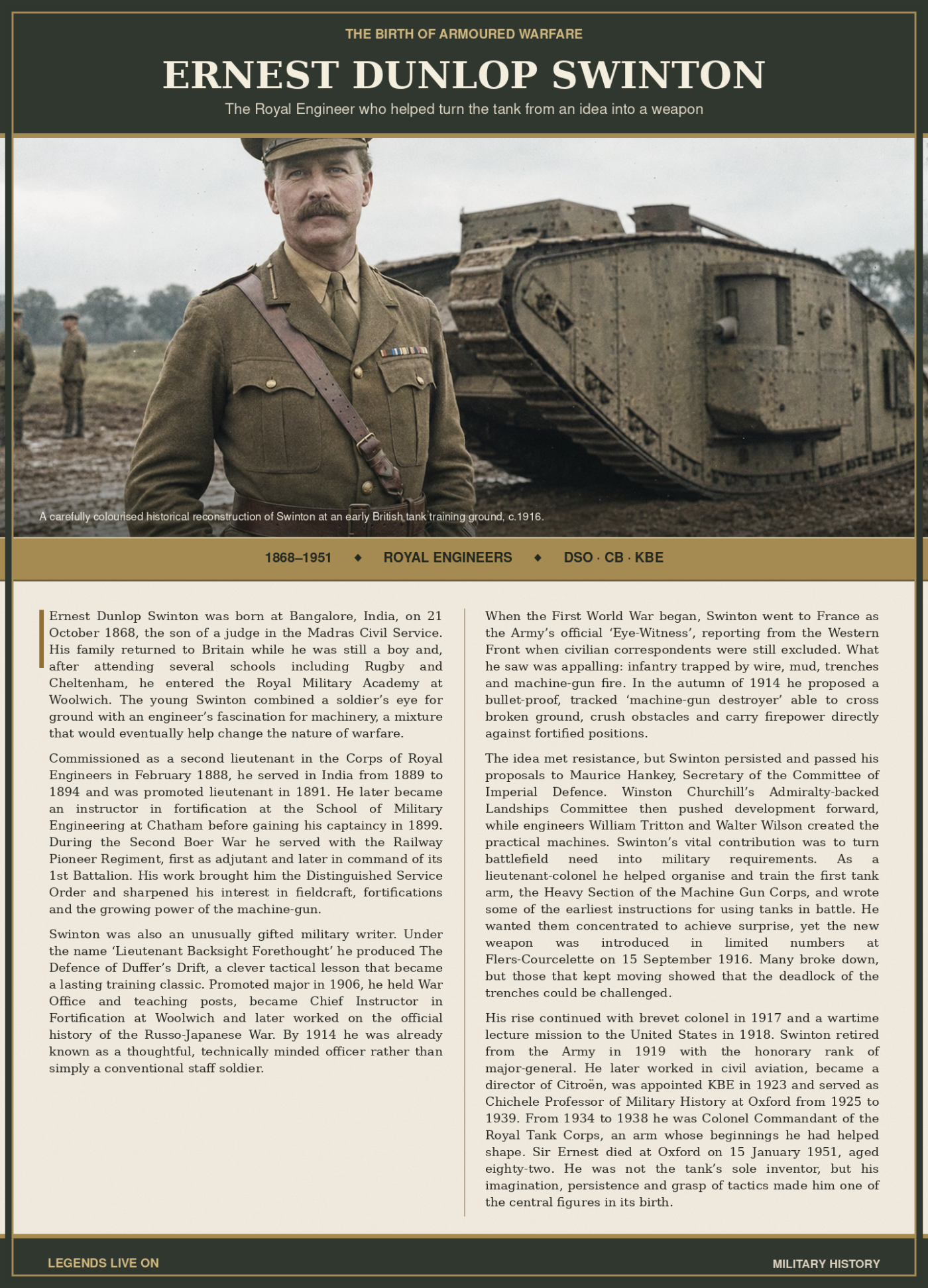 Lt colonel Ernest Dunlop  Swinton 