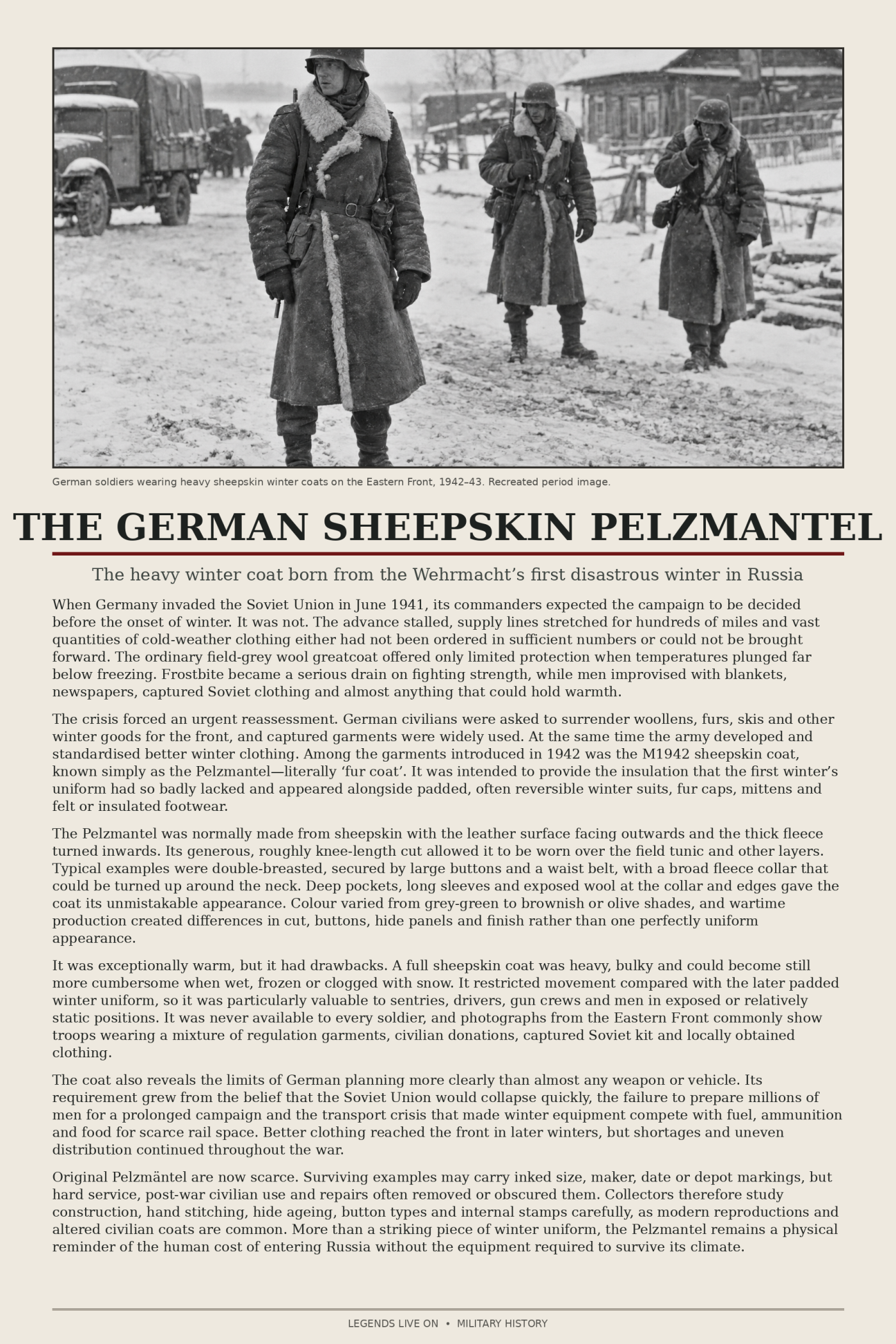 German winter coat sheepskin pelt mantle