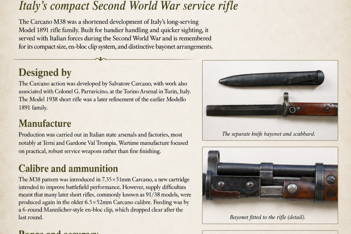 Italian  carano m38 with folding bayonet 
