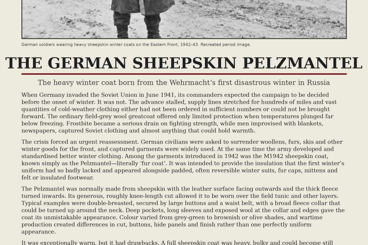 German winter coat sheepskin pelt mantle