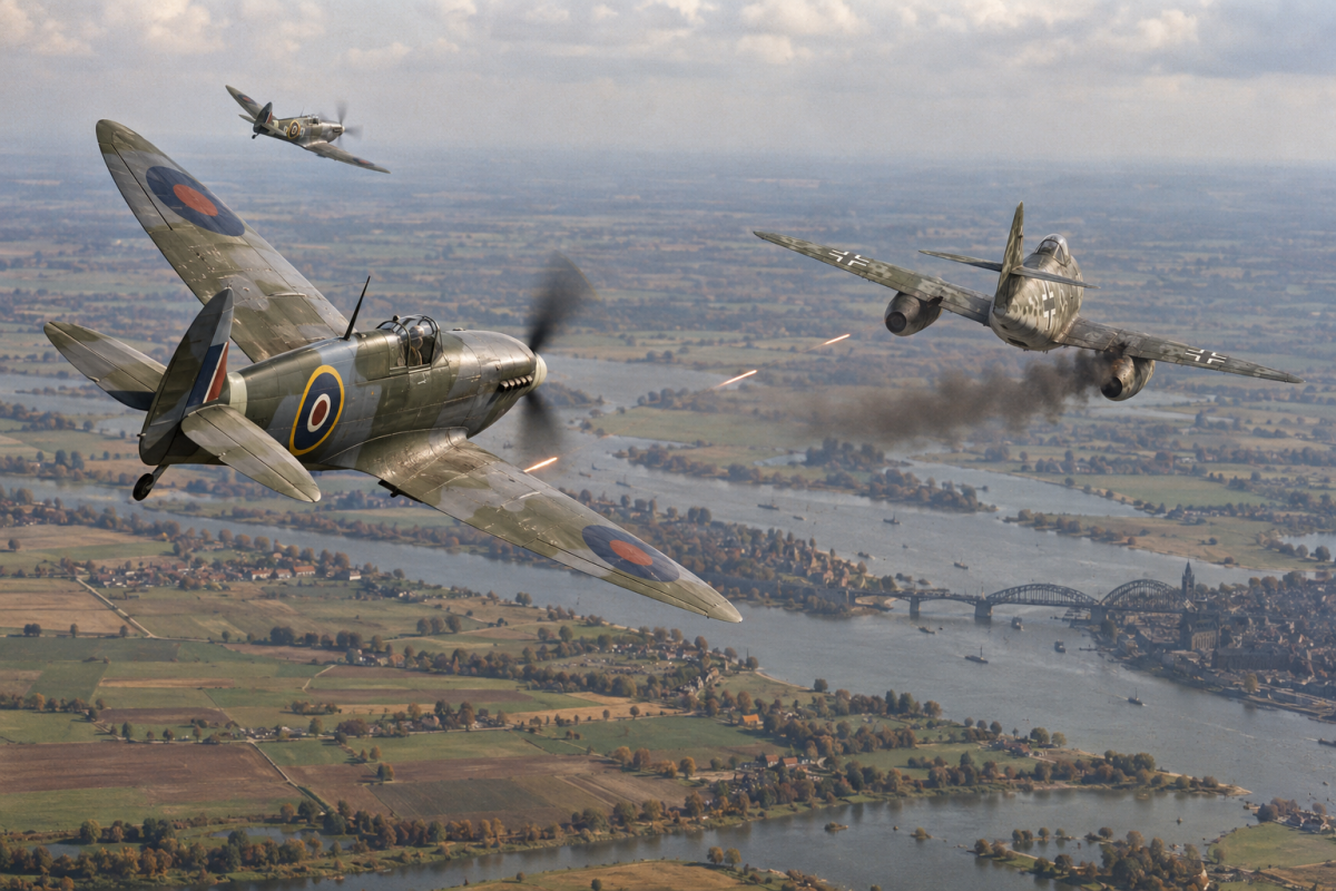 Spitfires take down me262 jet fighter in duel