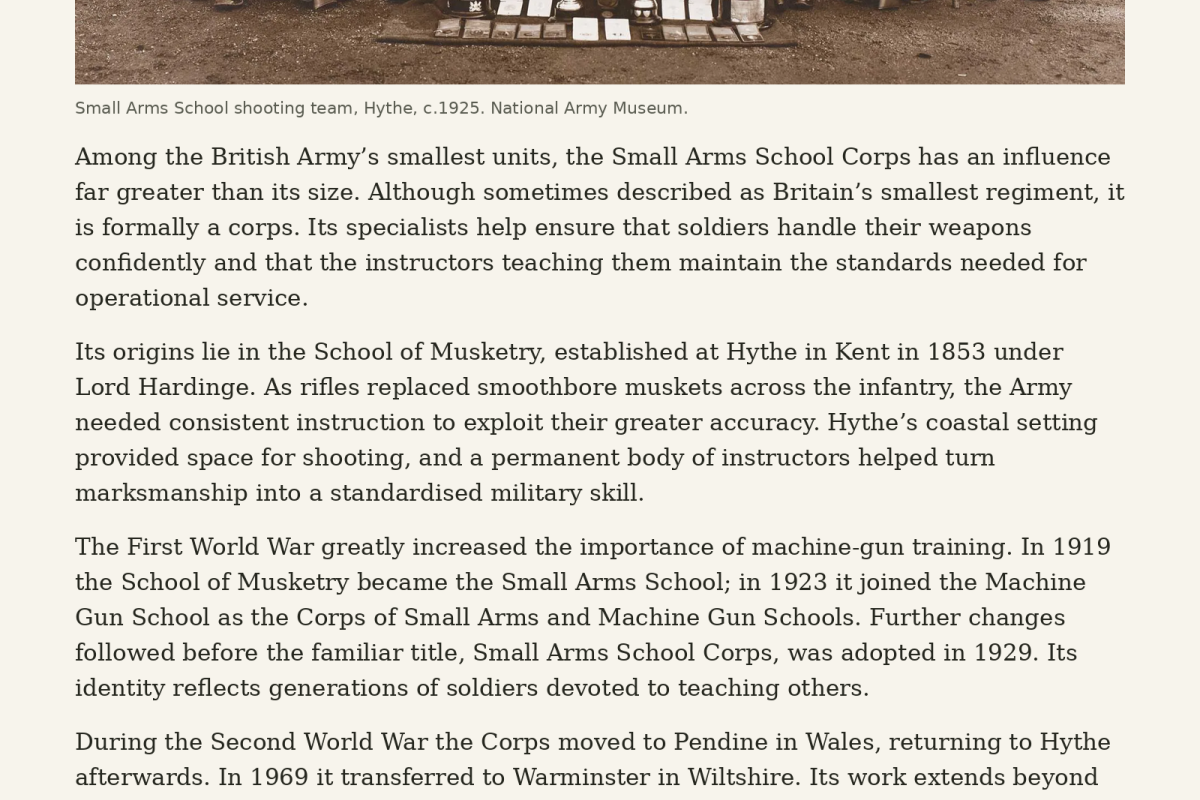 Small arms school British trading centre 
