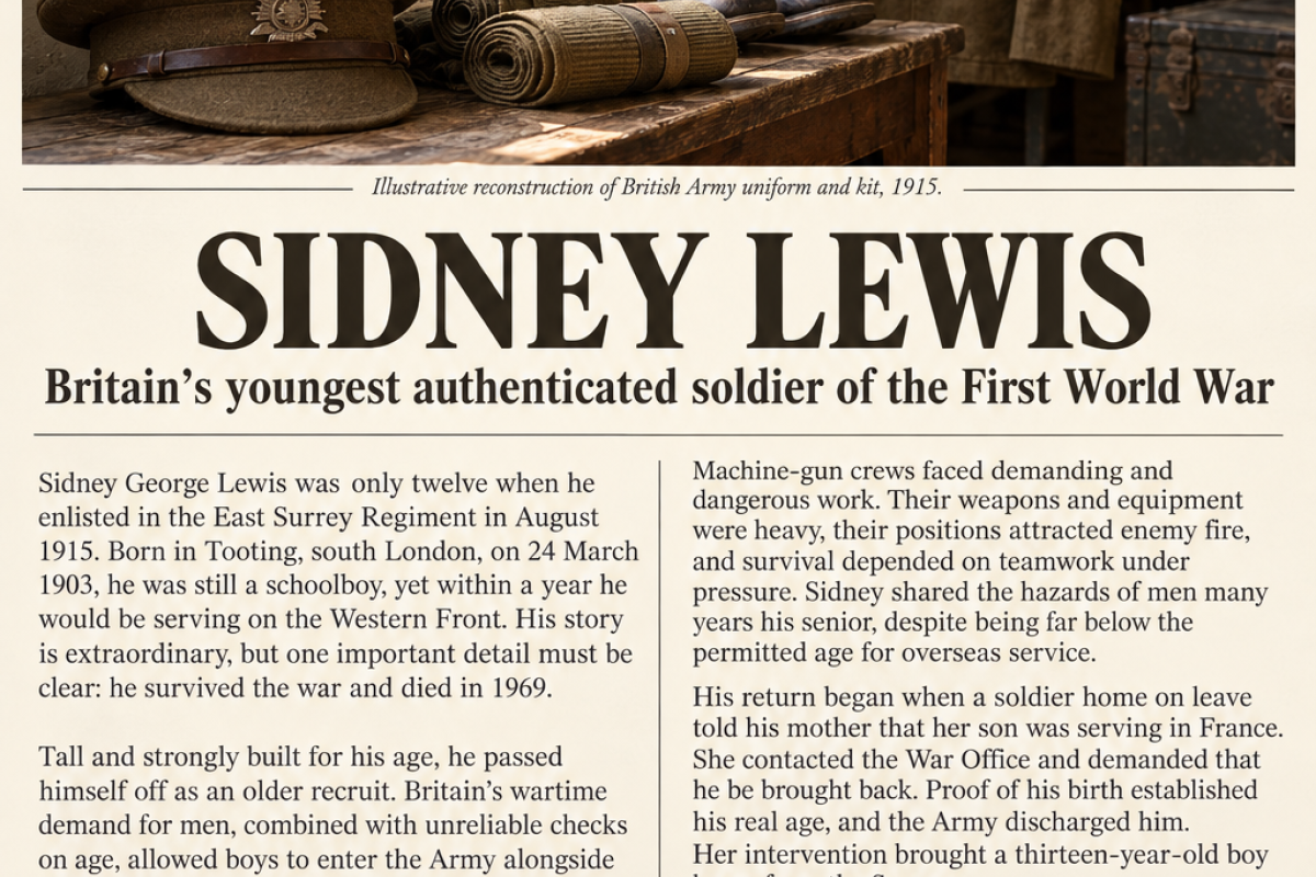 Britains youngest soldier Sidney Lewis