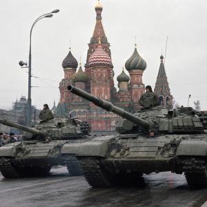 Russian coup 1991 tanks drive into Moscow