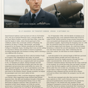 David Lord  V C RAF ww11 Arnhem